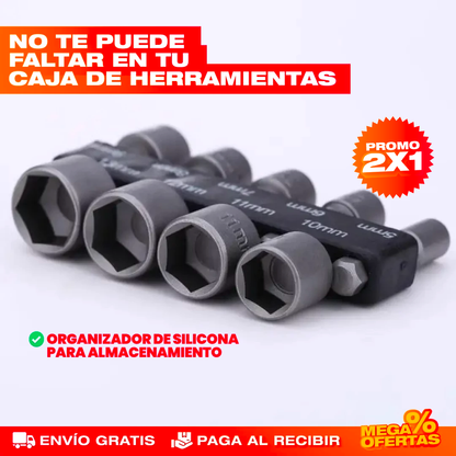 PROMO X2 Boquillas de Llaves Hexagonales – Aprieta Cualquier Tuerca Sin Buscar la Medida · Set x14