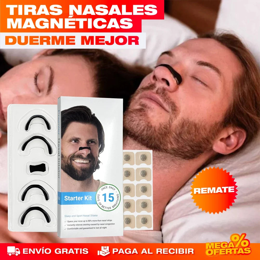 Tiras Nasales Magnéticas Antirronquidos y Deportivas – Duerme (y Deja Dormir) Sin Ronquidos