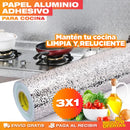 Papel Aluminio Adhesivo de Cocina – Pared de la Estufa Sin Grasa Pegada · 3x1